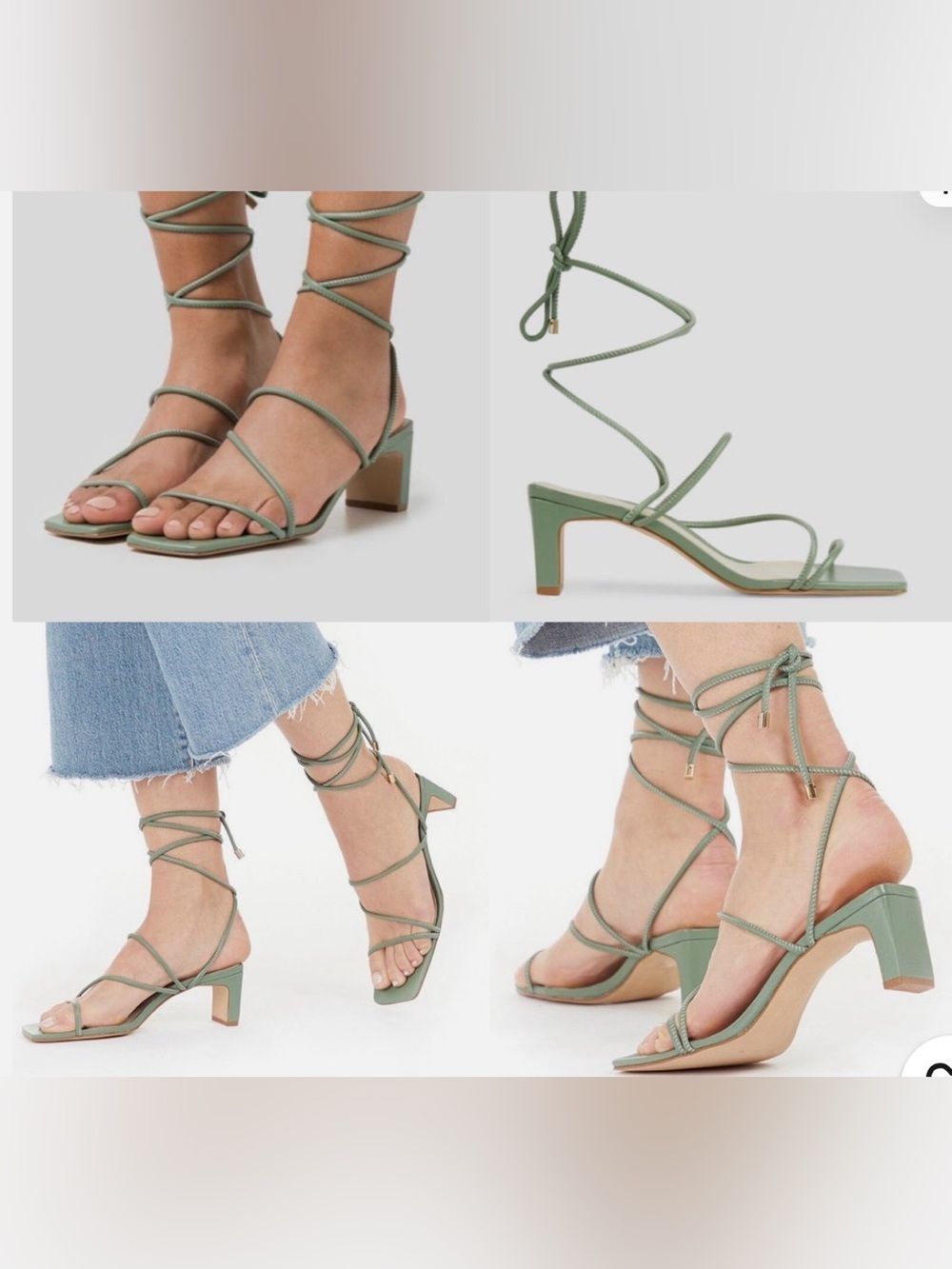 Ted Baker Square Toe Spaghetti Strap Mid Heeled Sandal
